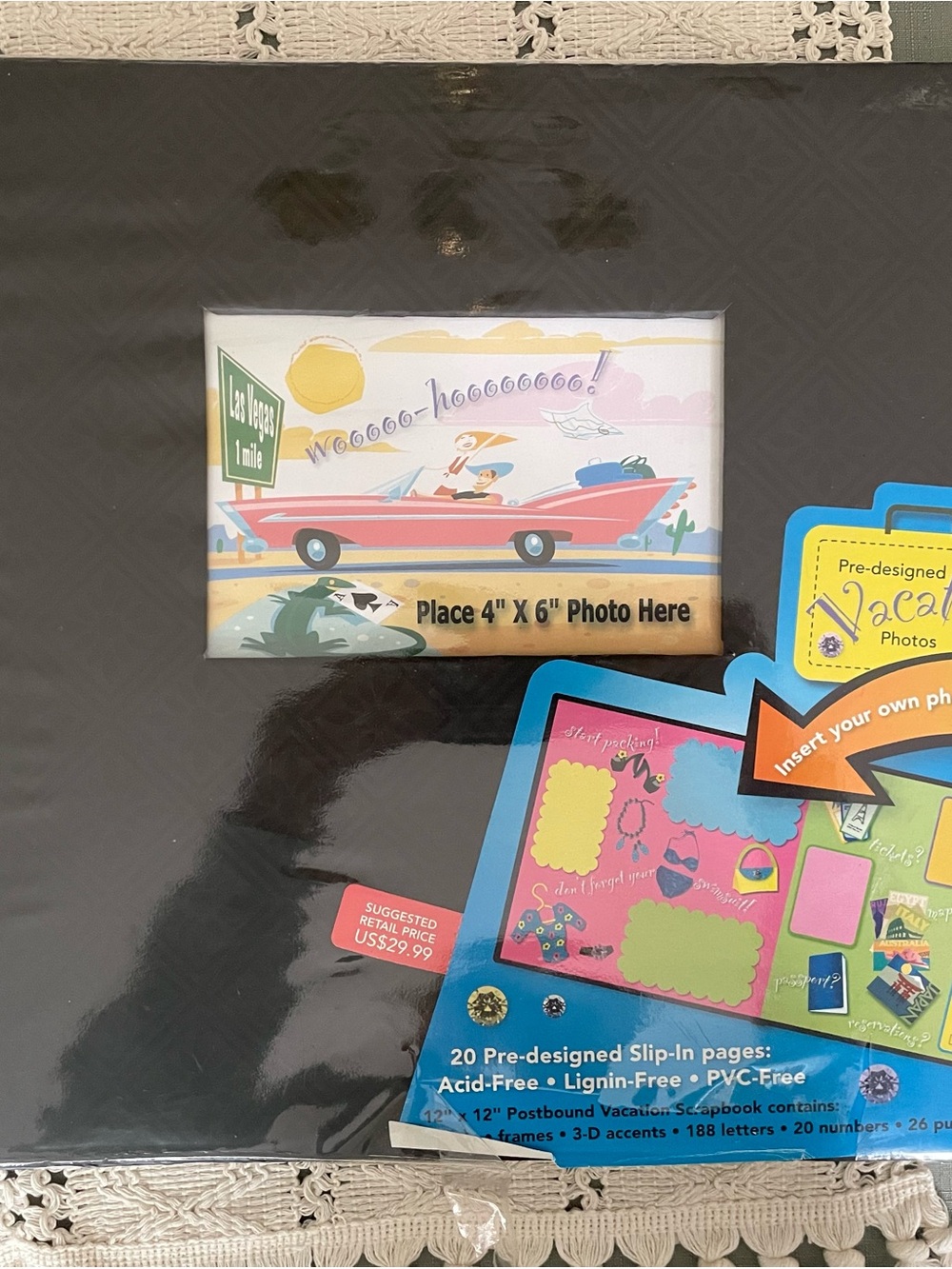 Tiny Treasures Pre-Designed Vacation Scrapbook Photo Album - Black